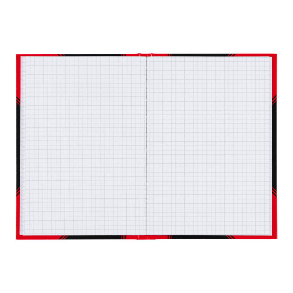 Notizbuch, Graph Papier, Gitter, offenes Notizbuch, rote Bindung