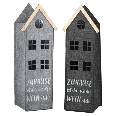 Flaschentragetasche Filz Haus sortiert 59925 10,5x13,5x38cm