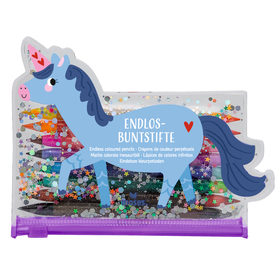 Einhorn, Buntstifte, Glitzer, Schultascheninhalt, Klipphülle