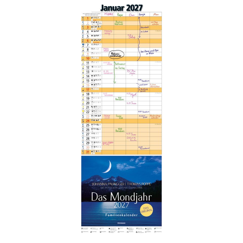 Kalender, Monat, Mondjahr, Familienkalender, Mondjahr 2027
