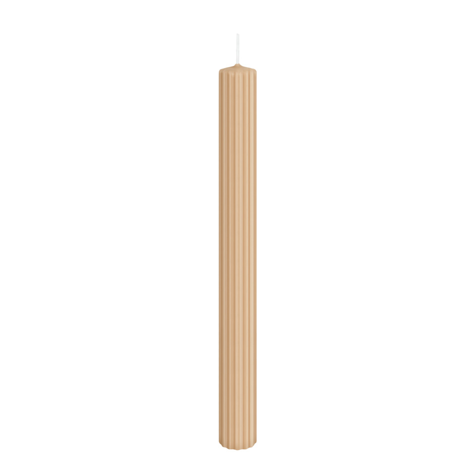  candle, taper candle, beige, ribbed, wax candle