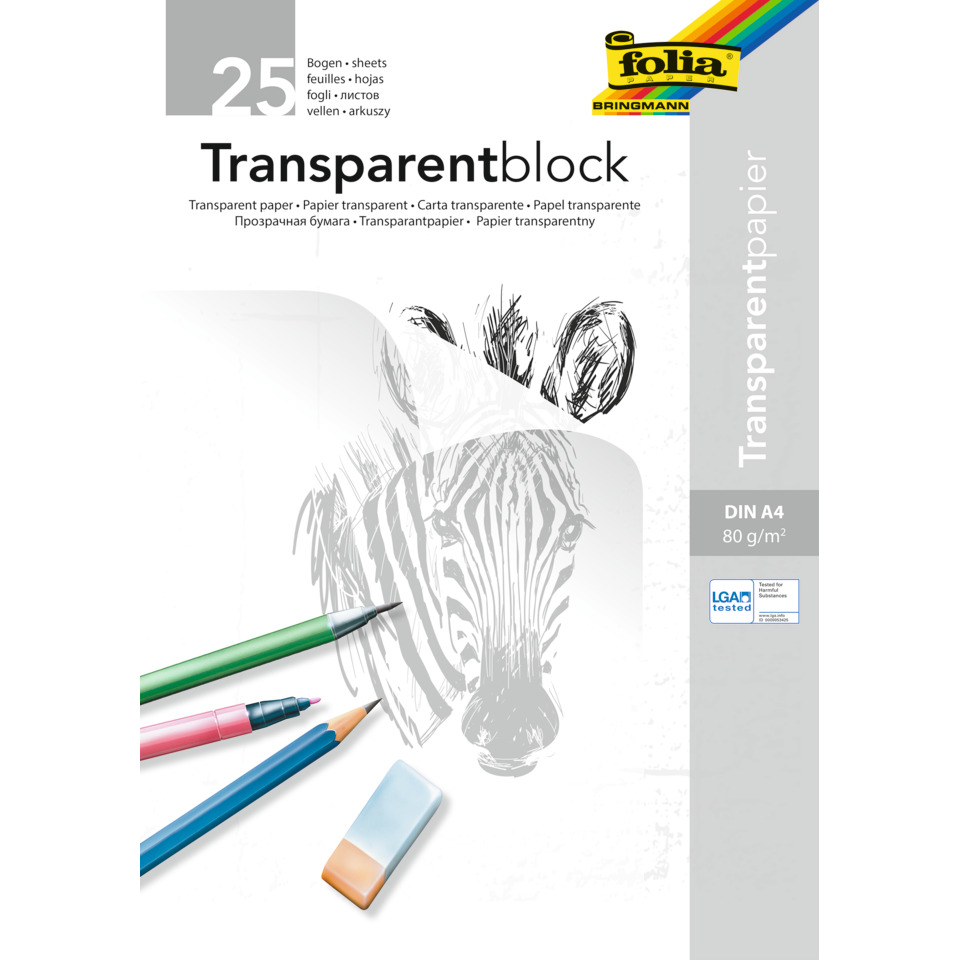 Transparentpapier, Papier, DIN A4, 80 g/m², Schwarz-weiß Zeichnung