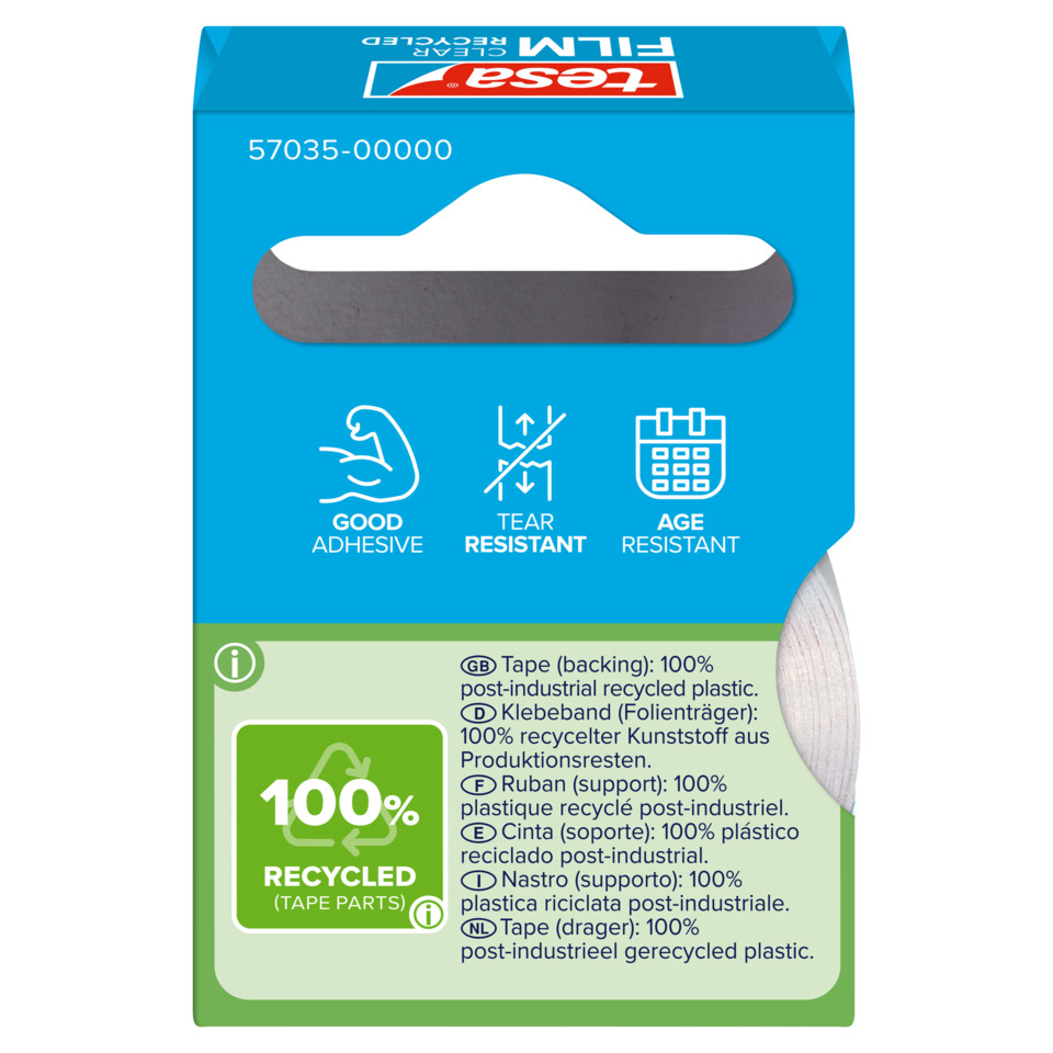 Tape, Klebstoff, recycelte Materialien, blaue Verpackung, Band