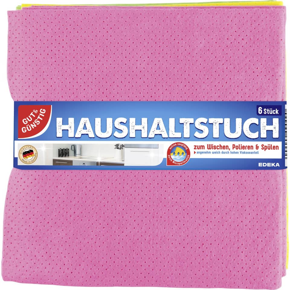 Reinigungstuch, Haushaltstuch, Mikrofasertuch, Pink, 6 Stück