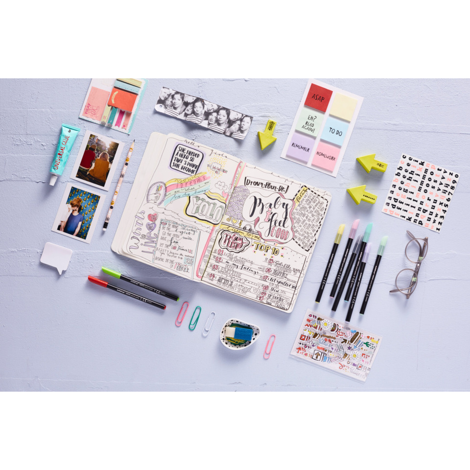 Notizbuch, Skizzenbuch, Sticker, Buntstifte, Planerzubehör, Notizbuch, Skizzenbuch, Sticker, Buntstifte, Papiere