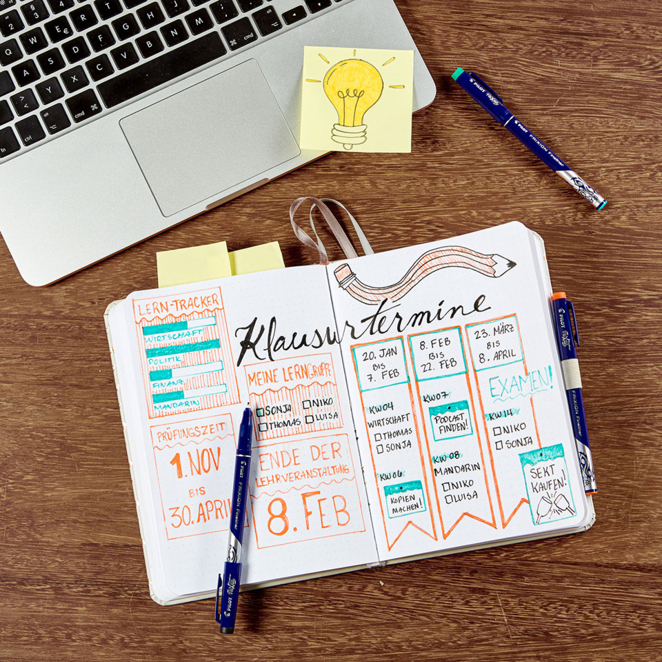 notizbuch, bullet journal, kalender, schule, papier