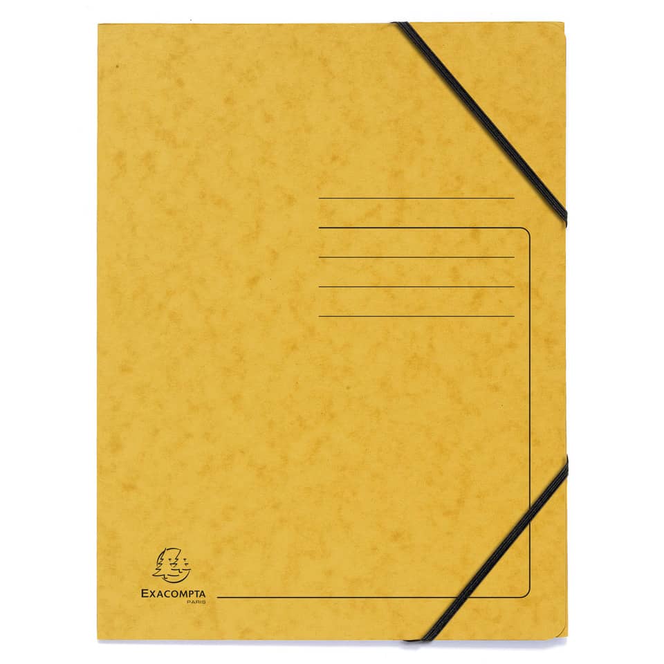 notebook, gelber Einband, Gummiband, linieierte Seiten, Exacompta