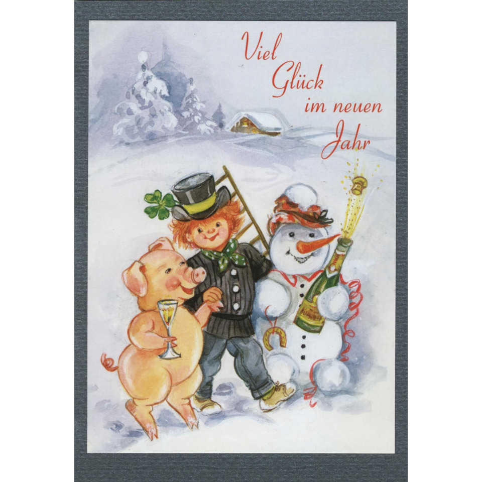 Winter, Schnee, Schneemann, Ferkel, Sekt