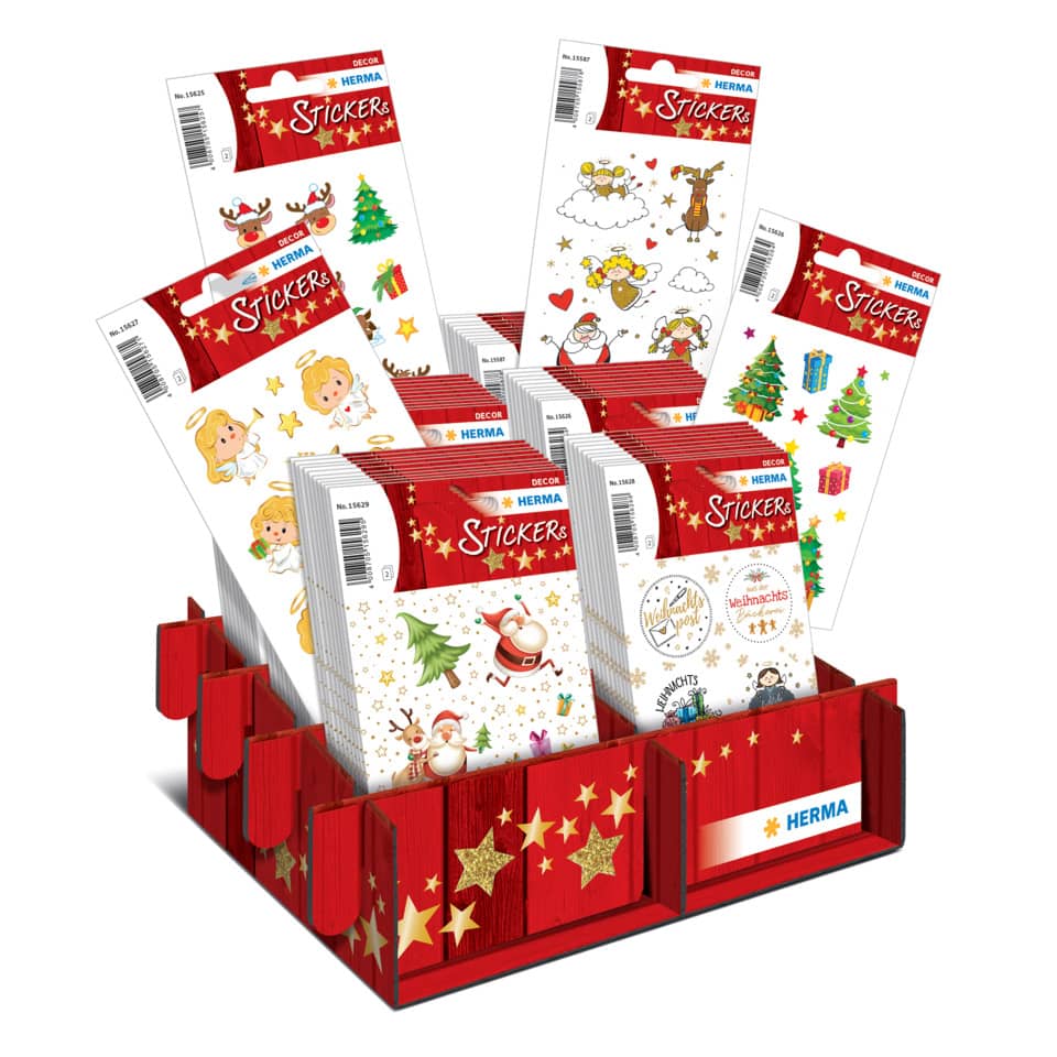 Weihnachtssticker Glitzende Weihnachtszeit, sortiert im Display HERMA 15624