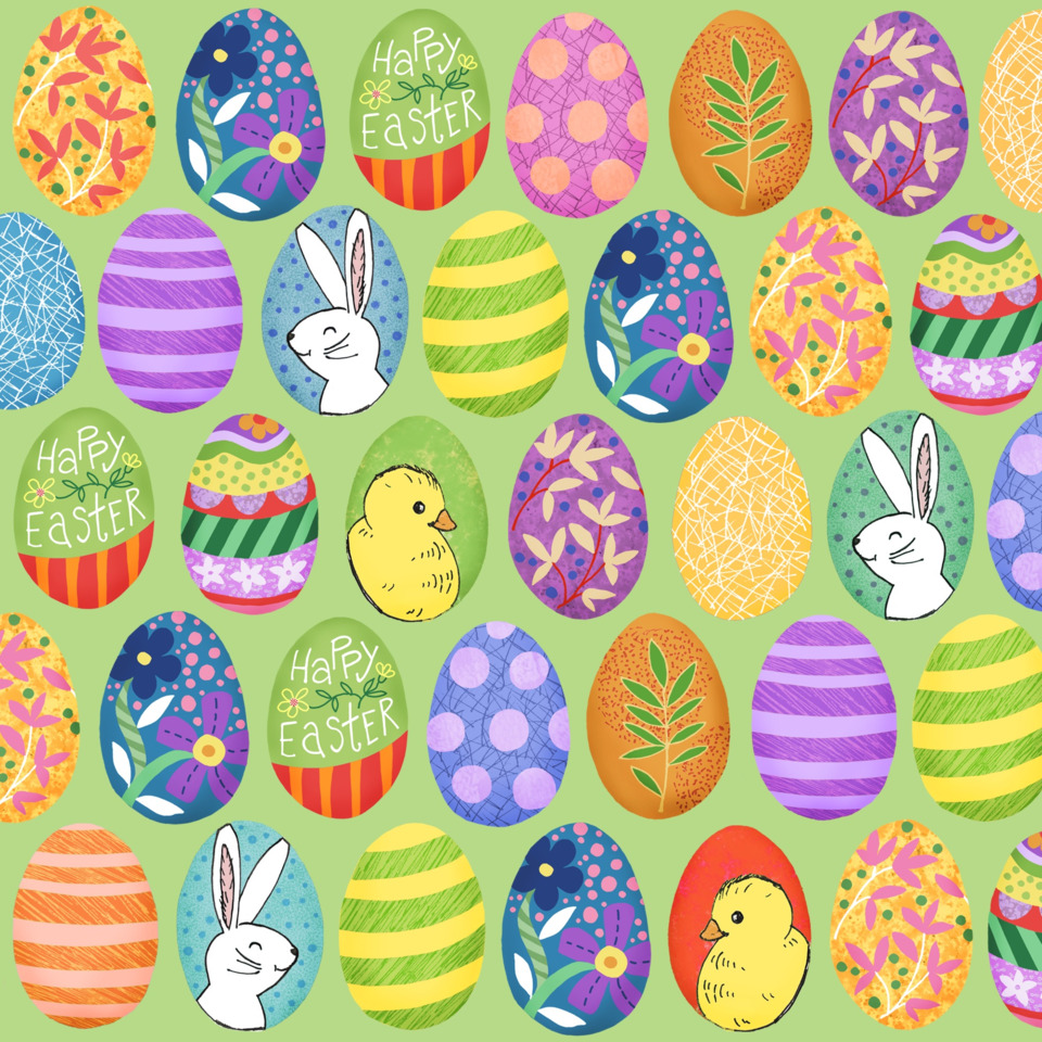 Ostereier, Ostereier Muster, Hase, Küken, Frühlingsdeko