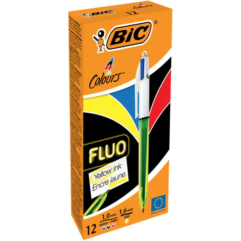 Kugelschreiber, Gelb, Blau, Grün, 12er Pack, Kugelschreiber, Gelschreiber, Gelbstift, Tintenpatrone, Fluo