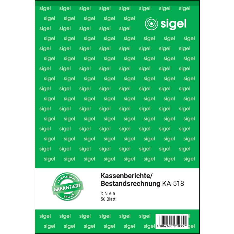 Kassenbericht, Bestandsrechnung, DIN A5, 50 Blatt, Kassenbuch