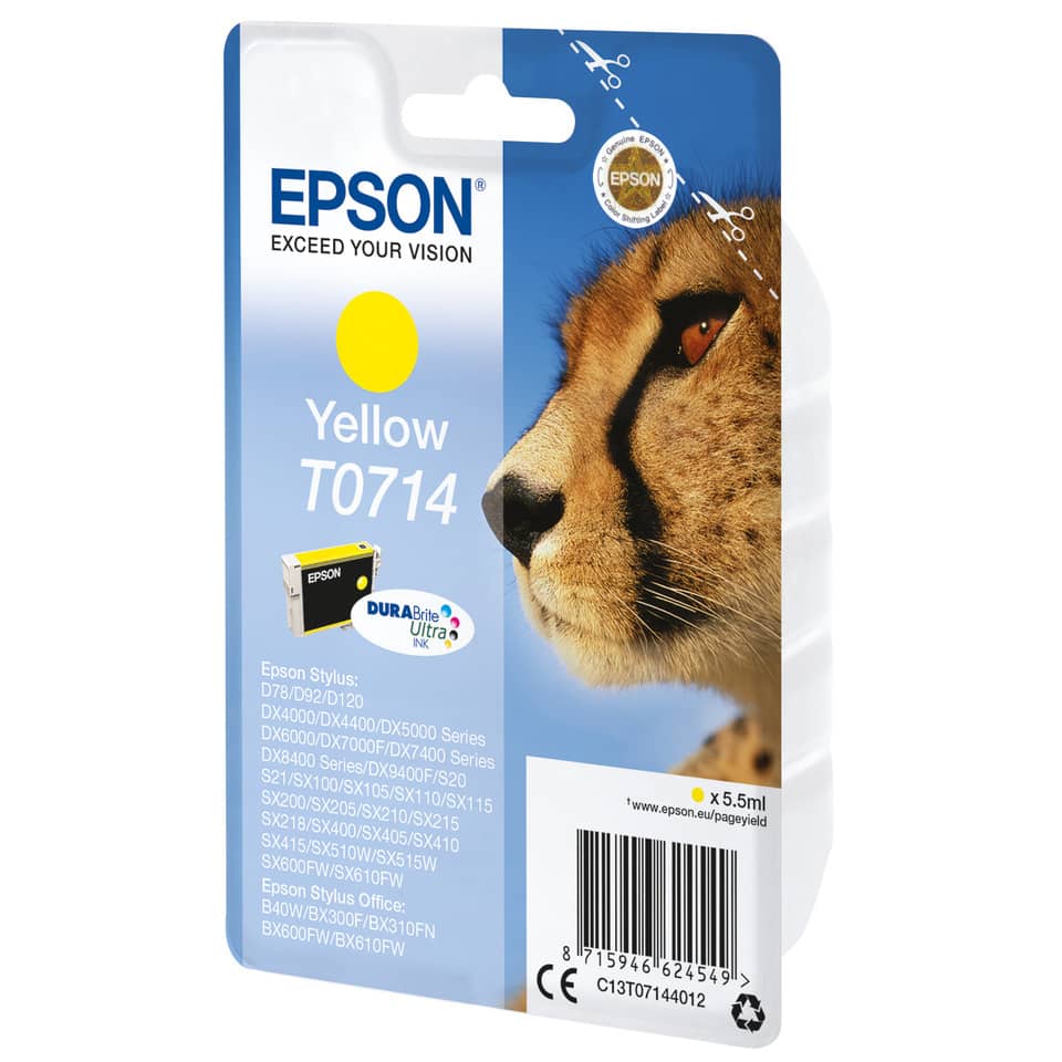 Tintenpatrone, Dye-Ink, Yellow, T0714, Epson