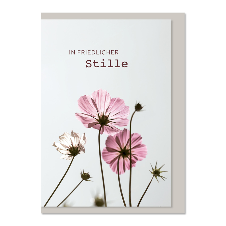 Karte, Grußkarte, Blumen, Pinkelien, Stille, Vintage Karte