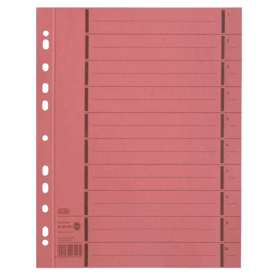Trennblatt, Datenblatt, Ringbuchpapier, Linierte Spalten, Elba Büroheft