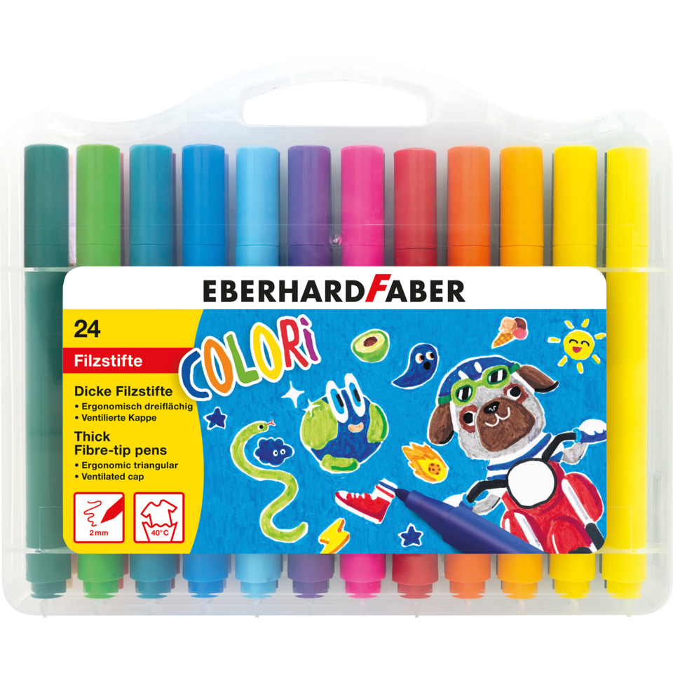 Filzstifte, Marker, Kunstset, 24 Farben, Stiftebox