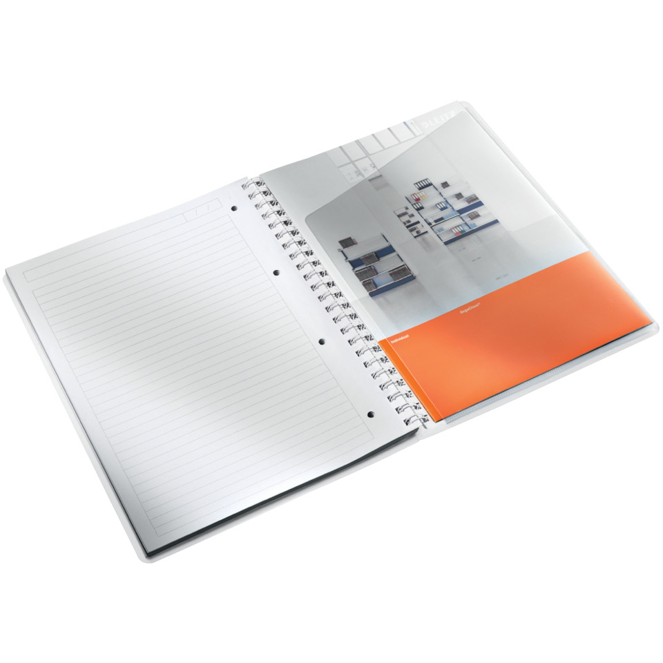 Notizbuch, Spiralblock, Ringbindung, Lineatur, Ordnerseite, Notizbuch, Spiralbindung, lineatur, Offenes Heft, Orangene Trennfolie