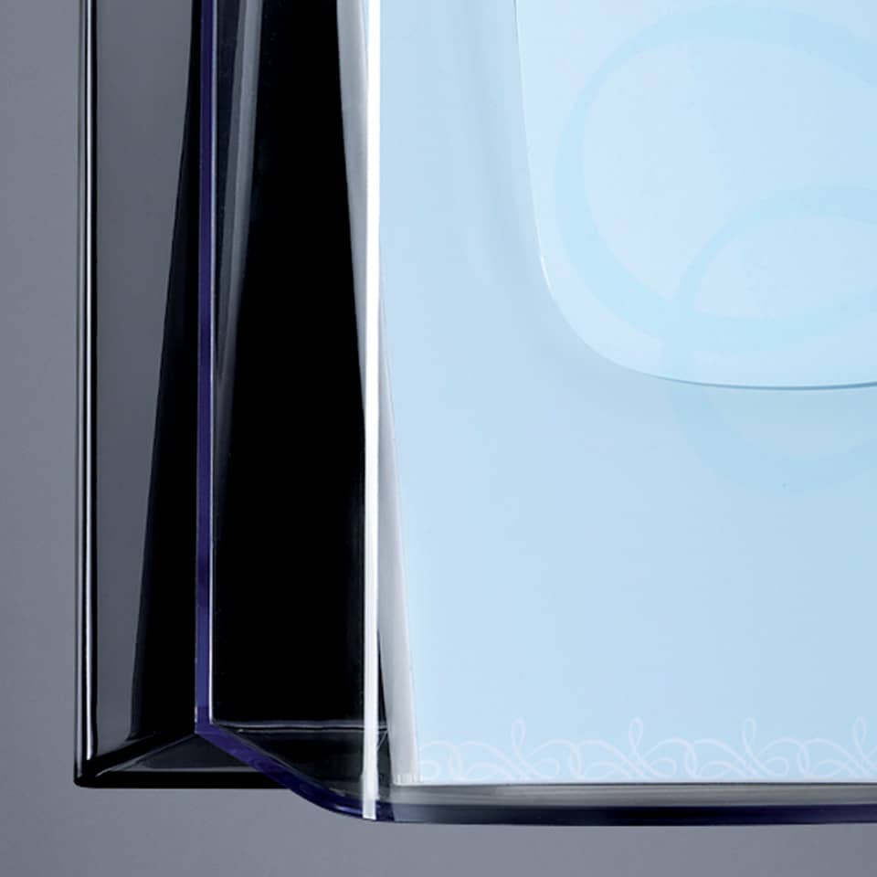 front view, glass, decorative edge, plate, framed