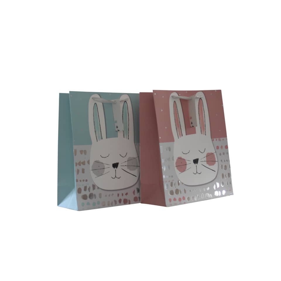 Ostergeschenktasche, Geschenktüte, Hase, Pastellfarben, Musterpunkte