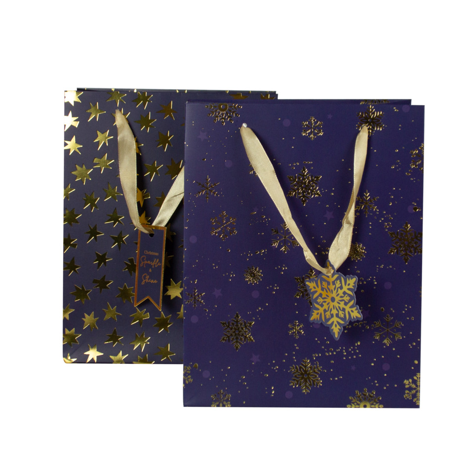 Geschenktüte, Weihnachten, Schneeflocken, Gold, Lustiges Geschenkset