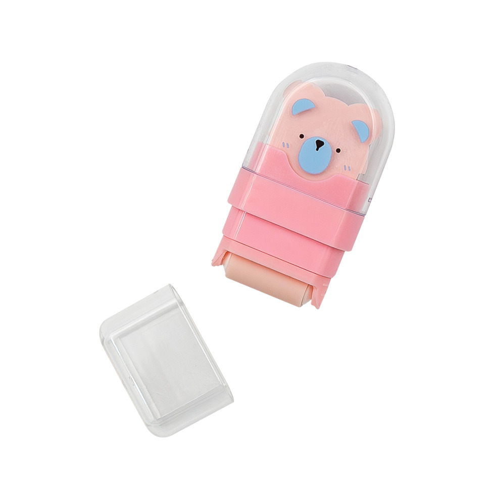 Eraser, Top-Down, Pink bear, Plastic, Cute design