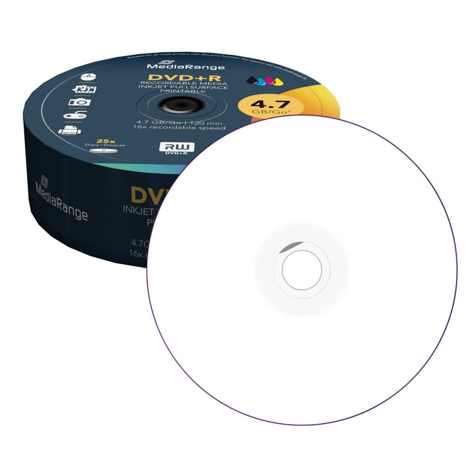 DVD-R, Inkjet Printable, Aufzeichnungsdisc, 4,7 GB, MediaRangeDisc
