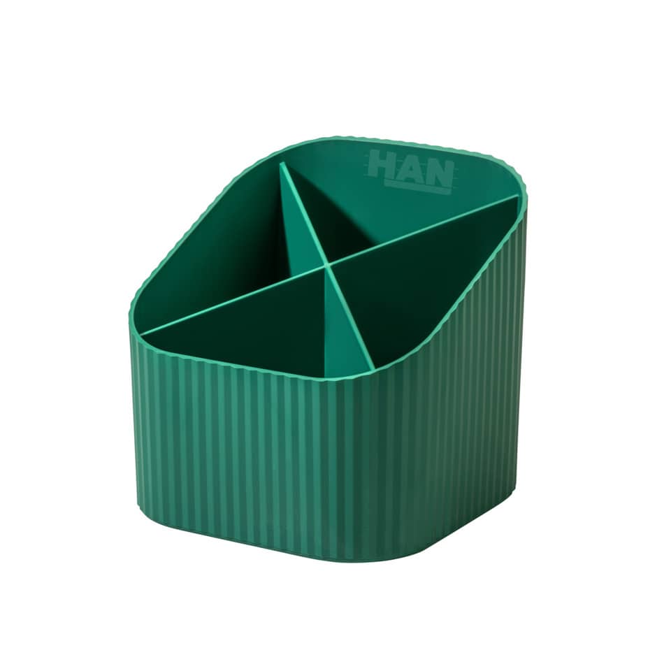 Schreibtischköcher KARMA, 4 Fächer, öko-grün HAN 17248-05