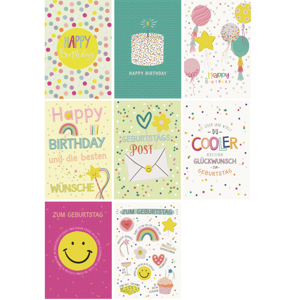 Birthday Karte, Karten, Dekor, Muster, bunt
