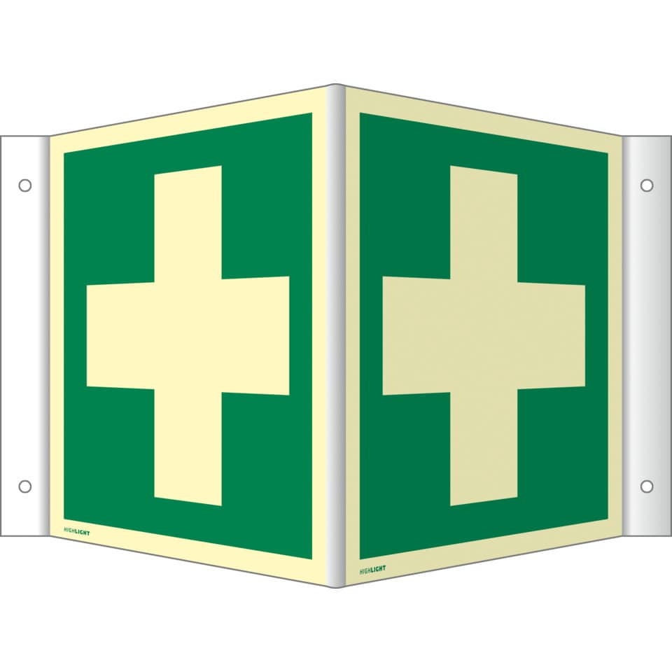 medizinisches schild, grünes quadrat mit kreuz, erste hilfe, poster panel, faltbares schild