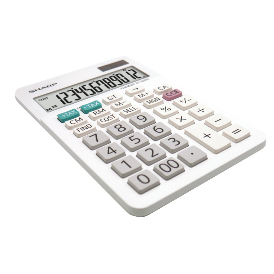 Taschenrechner, Schaltflächen, Große Anzeige, Kalkulator, weißes Gehäuse