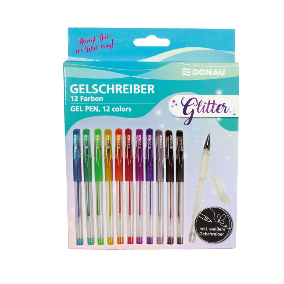 Gelschreiber, Gelstift, 12 Farben, Kugelschreiber?, Glitter