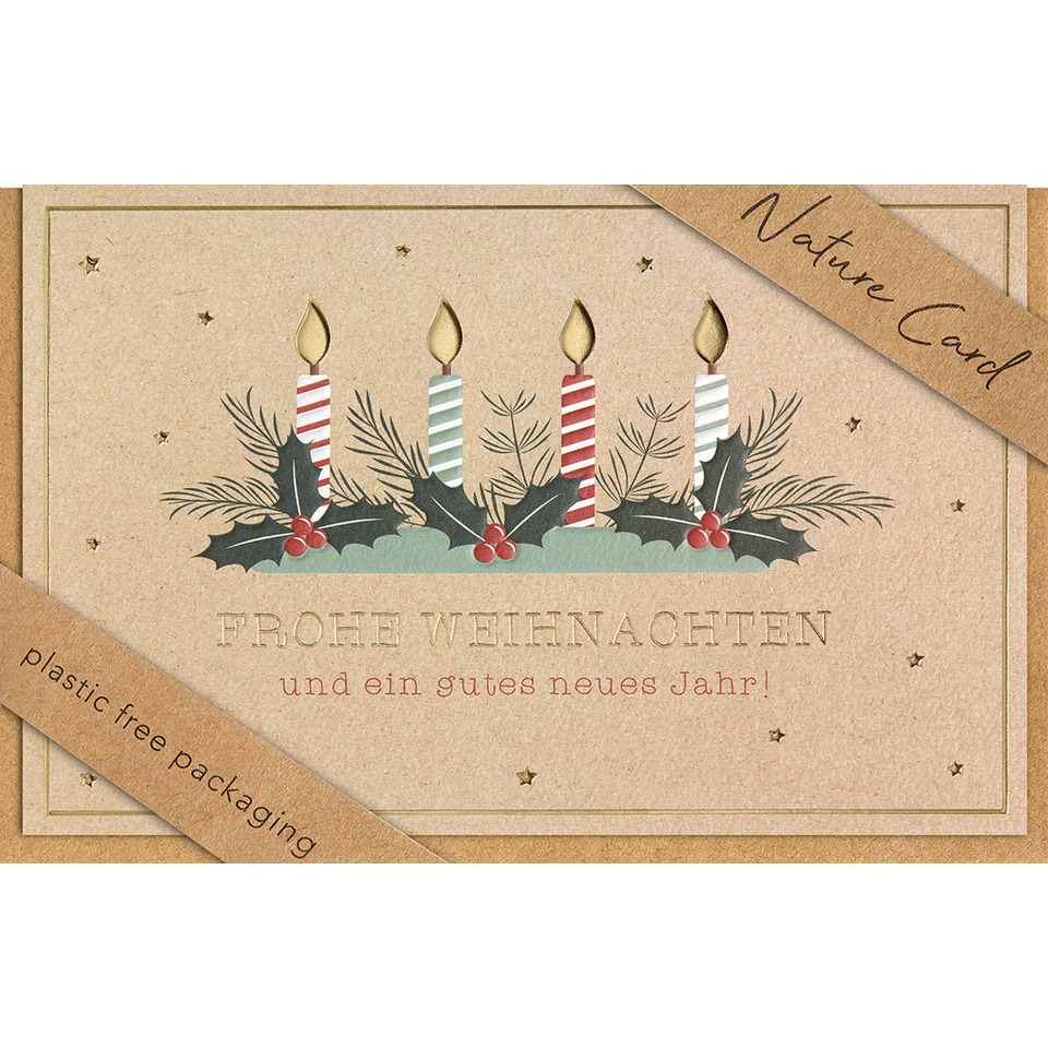 Karten, Weihnachtskarte, Kerzen, Advent, Naturkarton