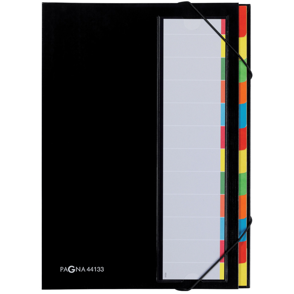notebook, ringbinder, colorful tabs, black cover, datei ordner