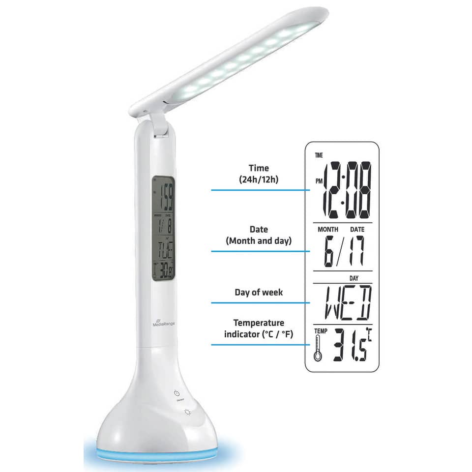 LED-Lampe, digitaler Thermometer, Schreibtischlampe, Temperaturanzeige, Aufzeichnungsleuchte