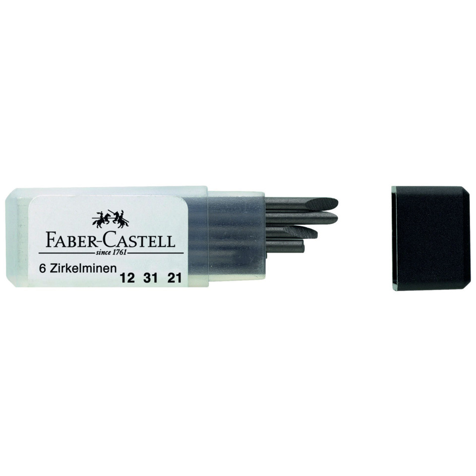 Zirkelminen, Blister mit Stiften, 6 Stück, Faber-Castell, Bleistiftminen