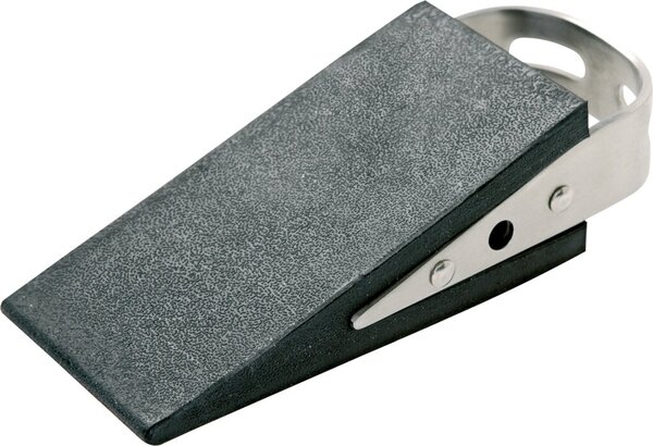 Türstopper, Keilform, schwarz, mit Edelstahl-Handgriff, Maße (BxHxT) 50 x 35 x 130 mm