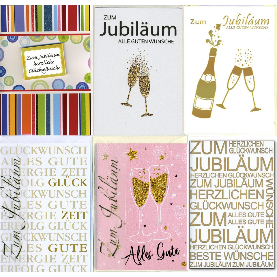 Jubiläum, Glückwunschkarten, Champagner, Goldene Akzente, Feierkarten