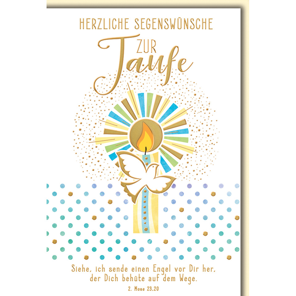 Grußkarte, Taufe, Karte, Taube, Flamme