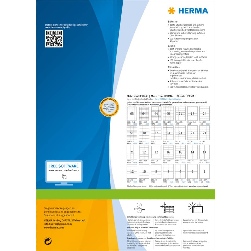 blue packaging, Herma, Etiketten, Aufkleber, Druckfreundlich