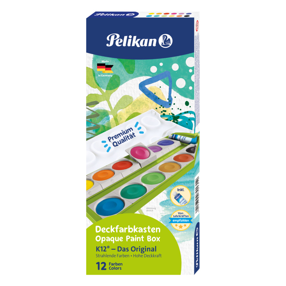 Malfarbenkasten, Aquarellfarben, Deckfarbkasten, 12 Farben, Künstlerbedarf