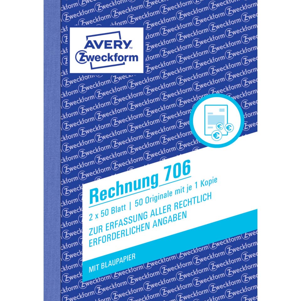 Buchbindung, Kopierpapier, Rechnung 706, Blaues Cover, Papierblock