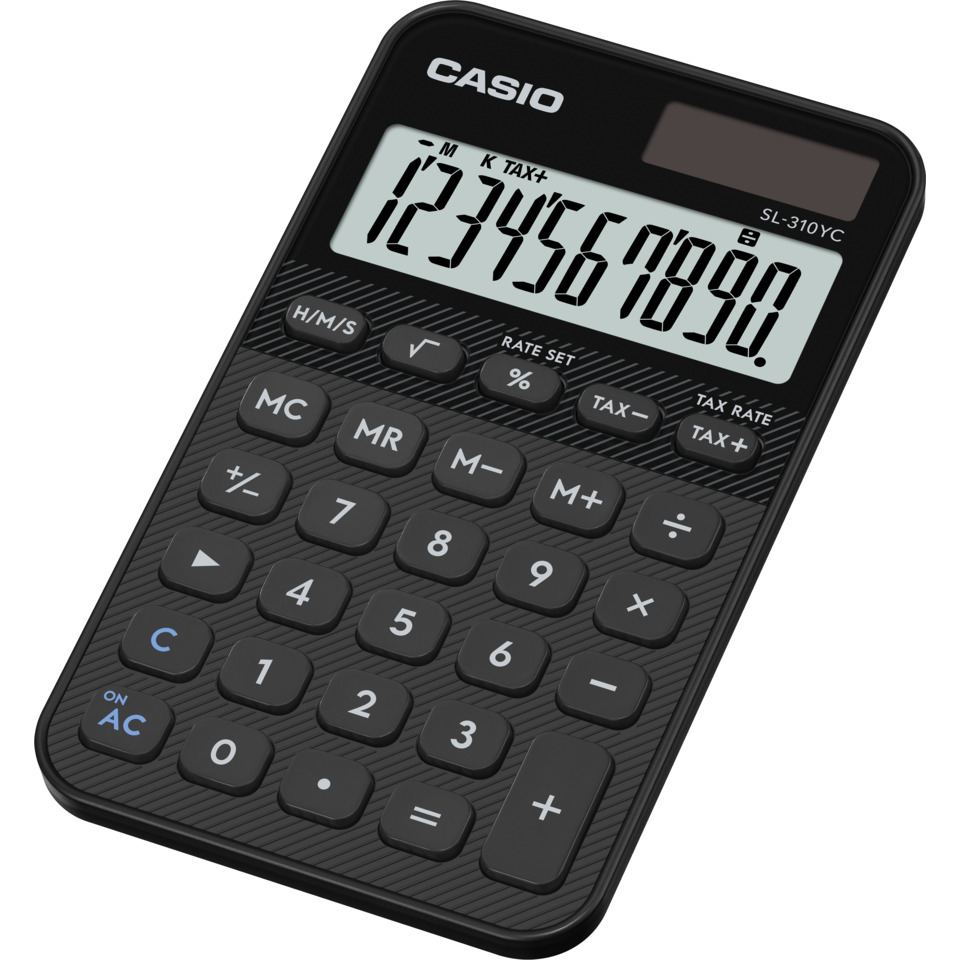 Taschenrechner, Casio, Schwarz, Tastenlayout, Großes Display