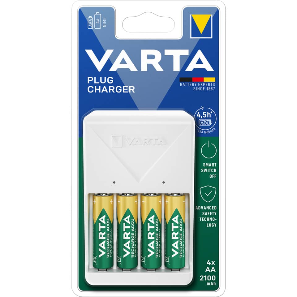 AA-Batterien, Wiederaufladbare, Batterielader, 4x AA, 2100 mAh