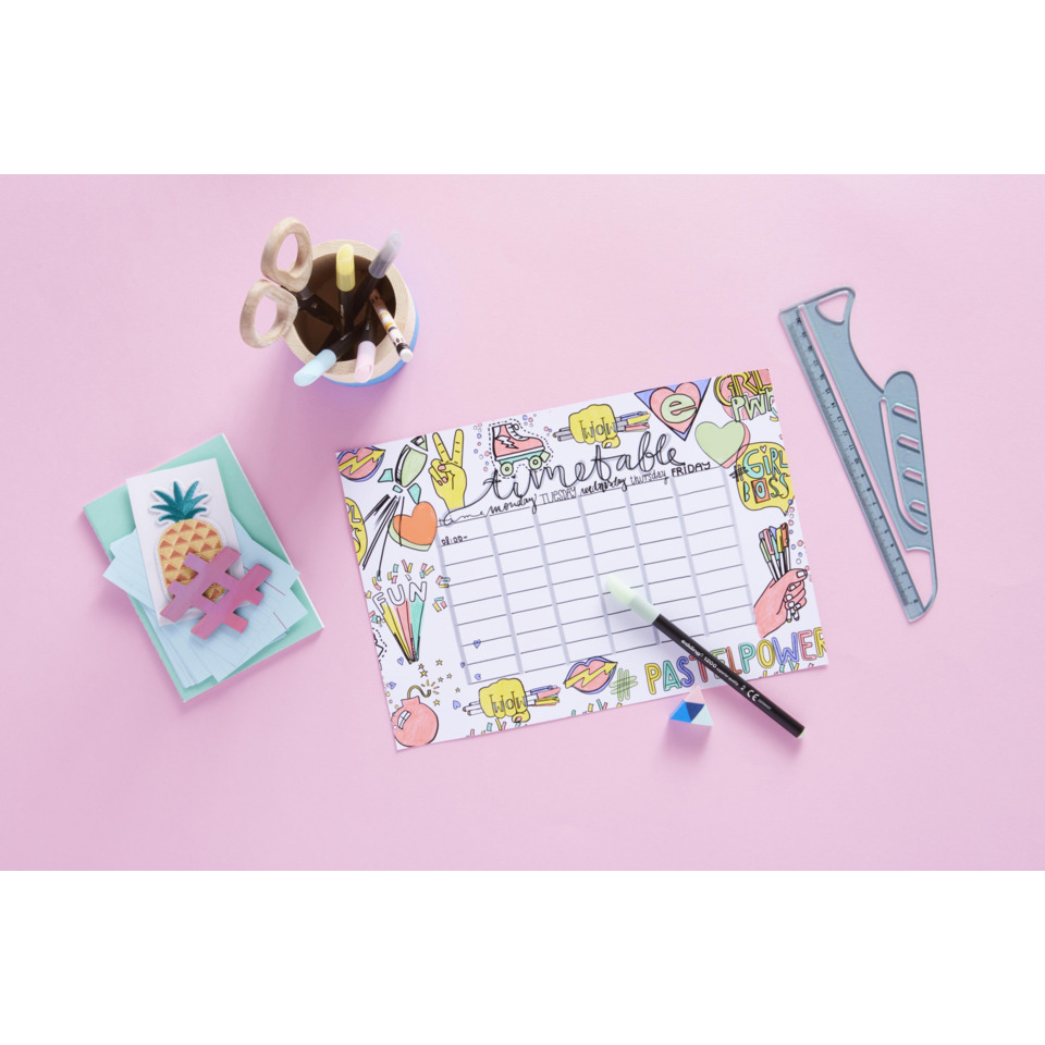 Planer, Schreibtischset, Notizblatt, Bunt, Stifthalter, Schreibtisch-Set, Schere, Lineal, Notizblock, Kunstpapier