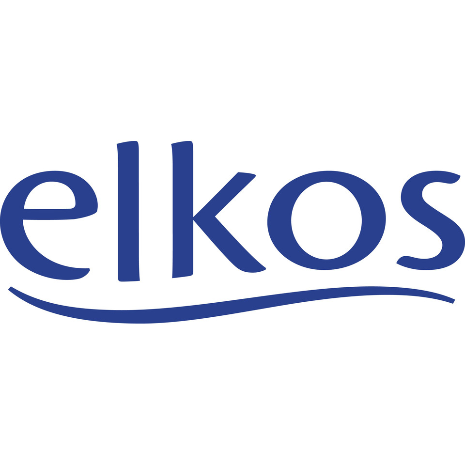 Logo, Wortmarke, elkos, Blau, KurvigeLinie