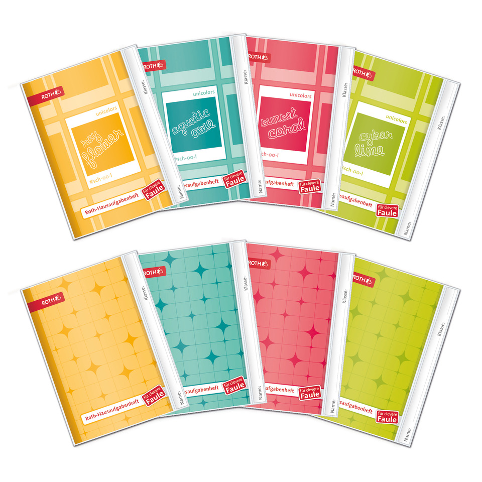 Notizblock, Klasseheft, Unicolor, Roth, Schulhefte