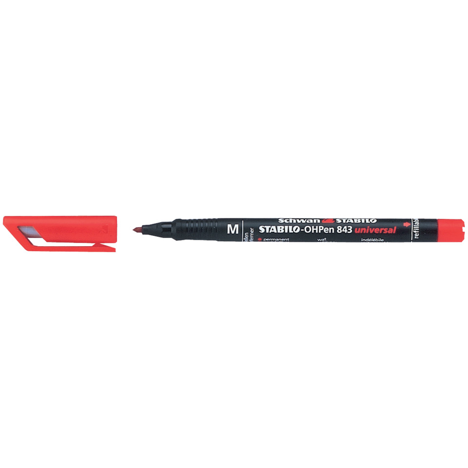 Stabilo Stift, Permanentmarker, Flacher Strich, Rot, Filzstift