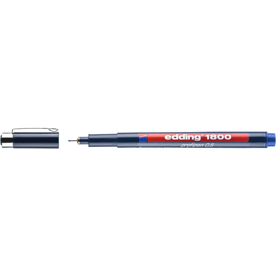 Marker, Permanent marker, Feiner Punkt, Blau, Edding 1800