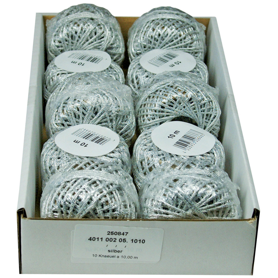 Glitzerkugeln, Schmuckkugeln, Deko, Silber, 10 m Garn