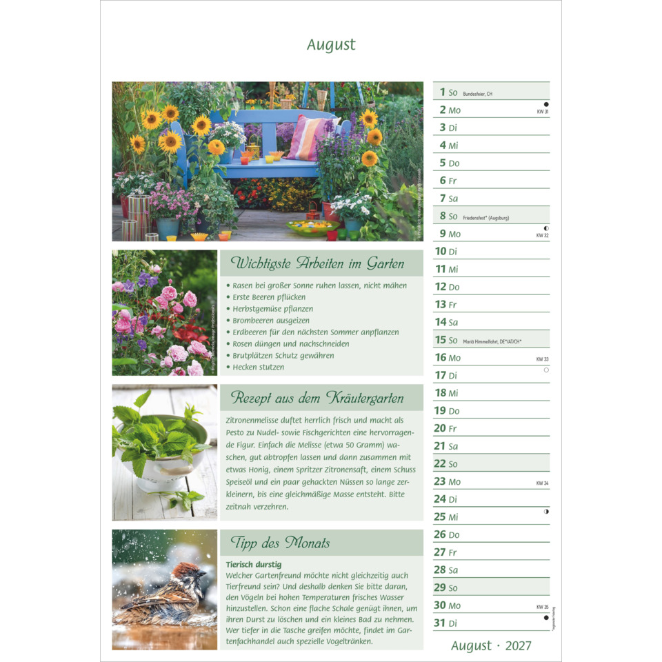 garten, pflanzen, sonnengarten, blumen, kalender